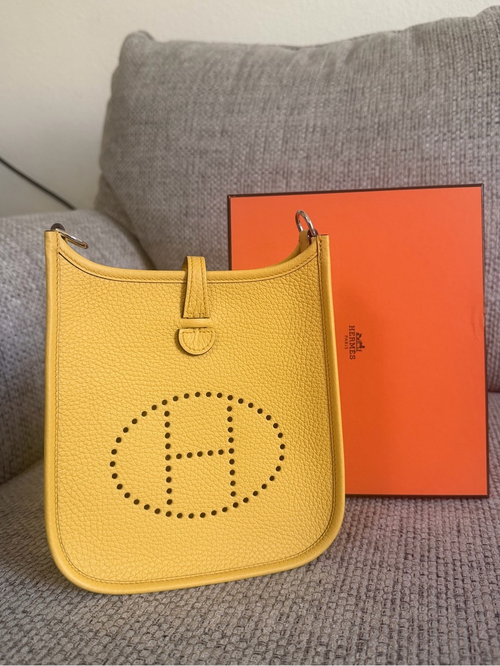 NEW w/ Receipt HERMES Sun Clememce PHW Mini Evelyne TPM, Stamp G-2026 - Picture 3 of 16